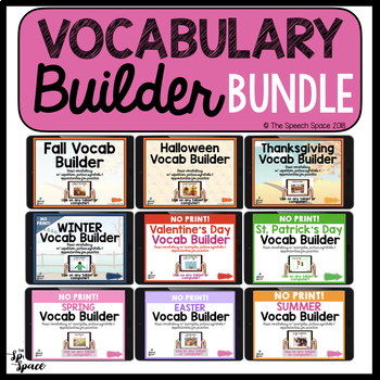 Preview of NO Print Vocabulary Builder Bundle | Teletherapy | Distance Learning