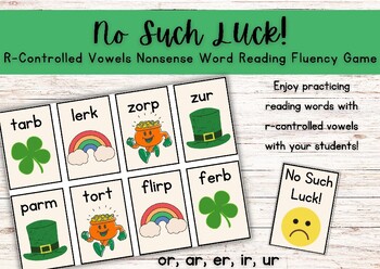 Preview of No Such Luck! R-Controlled Vowels Nonsense Word Fluency Game// St. Patrick's Day