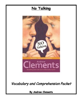 Preview of No Talking by Andrew Clements Student Vocabulary and Comprehension Packet