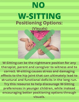 Preview of No W Sitting: Therapy Positioning Visuals (Early Intervention, school, IEP)