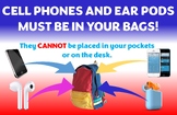 No cell phones/earpods (Red white blue)