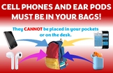 No cell phones/earpods in classroom (Dark Red)