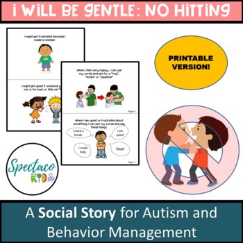 Preview of No hitting Social Story for Autism and Behavior Management Printable