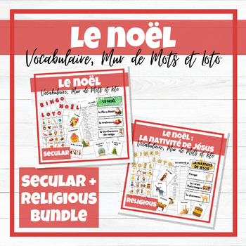 Preview of Noël - French Christmas Vocabulary Activities, Word Walls & Bingo - BUNDLE