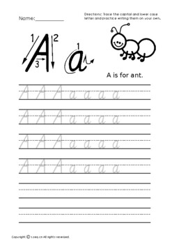 No-pre Capital and Lower Case Letter Tracing Aa-Zz by Teachers' Dollar shop