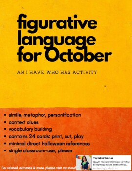 Preview of No prep! A figurative language I Have, Who Has activity for October