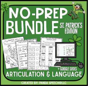 Preview of No prep Articulation and Language BUNDLE St. Patrick's Day Theme