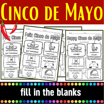 No prep Cinco de mayo Spanish fill in the blank sentences - coloring Pages