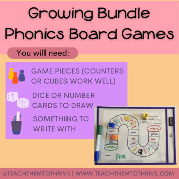 Low Prep Phonics Board Game (online or hard copy) Bundle! Decode