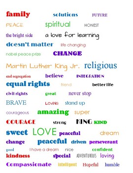 Preview of No prep MLK Jr. character trait writing activity