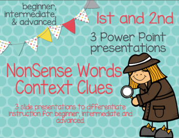Preview of No prep - No copies - Nonsense words for Context Clues Power Point for Distance