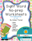 No-prep Sight Word Practice Pages Fry's 21 - 40