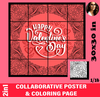 Preview of No prep activity Valentine day collabortive poster Bulletin board idea Puzzle