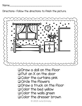following directions worksheet 1 & 2 step NO PREP by Life's a Hoot in 1st