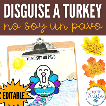 Preview of No soy un pavo - Disguise a Turkey in Spanish Thanksgiving FREEBIE