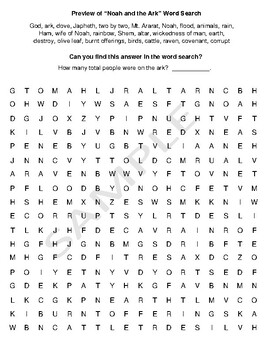 noah and the ark word search no prep tpt