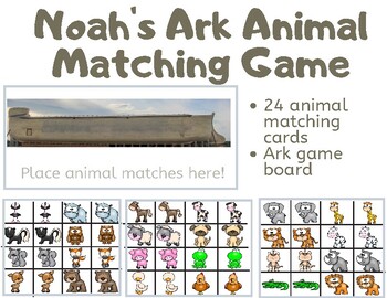 Noah's Ark Animal Matching Game by Teach like a Princess LLC | TPT