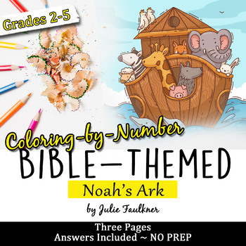Preview of Noah's Ark Bible Coloring-by-Number Pages