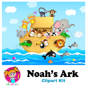 Preview of Noah's Ark - Clip art and Illustration Kit. {Lilly Silly Billy}.