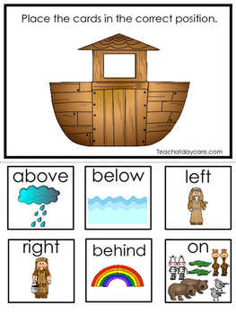 Preview of Noah's Ark Positional Game. Preschool-Kindergarten. Printable game in a PDF file