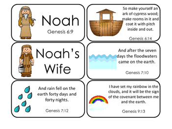 Noah S Ark Printable Flashcards Preschool Kindergarten Bible Tpt