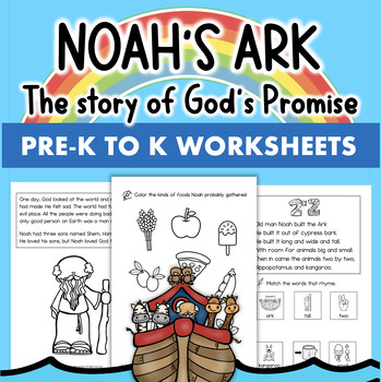 Preview of Noah's Ark Story Activities Worksheets Bible Lessons Preschool Kindergarten