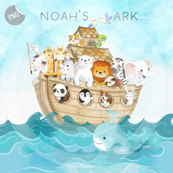 Preview of Noah's Ark Watercolor bundle clipart