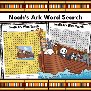Preview of Noah's Ark Word Search Bible Puzzle Activity Worksheet
