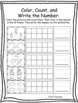 noah's ark themed color count and write printable