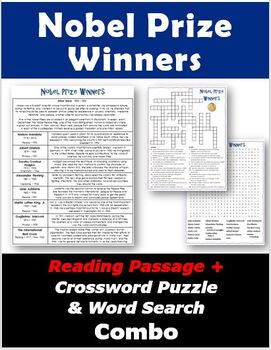 Nobel Prize Winners Reading Passage Puzzle Combo TPT