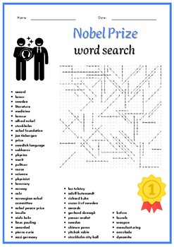 Nobel Prize word search Puzzle worksheet activities for kids TPT