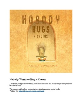 Preview of Nobody Wants to Hug a Cactus - Class Meeting Book Lesson - Empathy + Kindness