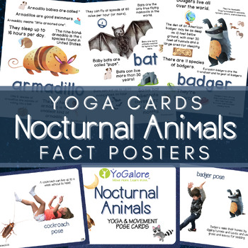 Noctural Animals: Yoga Pose Cards and Fact Poster Set by Yogalore