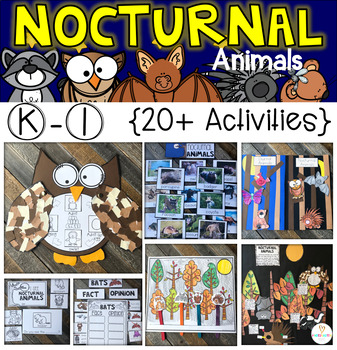 Preview of Nocturnal Animals 20+ Writing, Science & Literacy Activities K-1 Crafts Bulletin