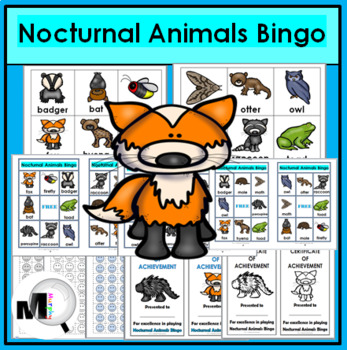 Preview of Bingo Pintable Nocturnal Animals Bingo Game