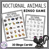 Nocturnal Animals Bingo Game Activity