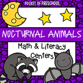 Nocturnal Animals Math and Literacy Centers for Preschool,