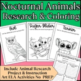Nocturnal Animals Research and Coloring Project for Kids P