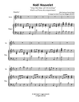 Preview of Noël Nouvelet 9Sing We Now of Christmas) for Violin & Piano