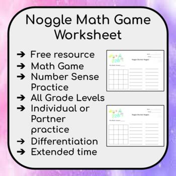 Preview of Noggle Math Game Worksheet