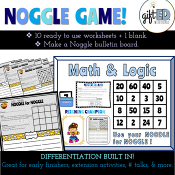 Preview of Fun with Math- Noggle Game Worksheets & Interactive Bulletin Board Bundle