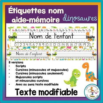 Preview of Nom aide-mémoire (name plates) - dinosaures