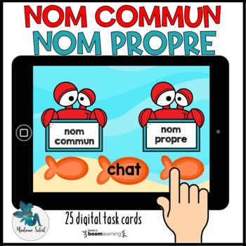Preview of Nom commun nom propre Boom Cards French distance learning