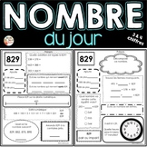 FRENCH Numbers Worksheets - Nombre du jour (jusqu'à 9999) 