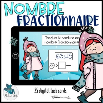 Preview of Nombre fractionnaire de l'hiver Boom cards French distance learning