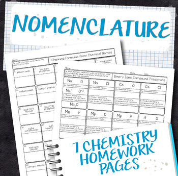 Preview of Nomenclature Chemistry Homework Page Unit Bundle