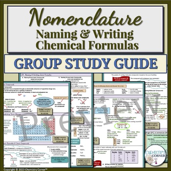 Preview of Nomenclature: Naming & Writing Chemical Formulas Group Unit Study Guide