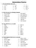 Nomenclature Practice Sheet w/ Answers - Chemistry Quiz