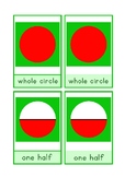 Nomenclature cards: mathematical fractions as a circle, English