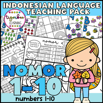 Preview of Nomor 1 to 10 Indonesian Numbers posters, flashcards, games and worksheets